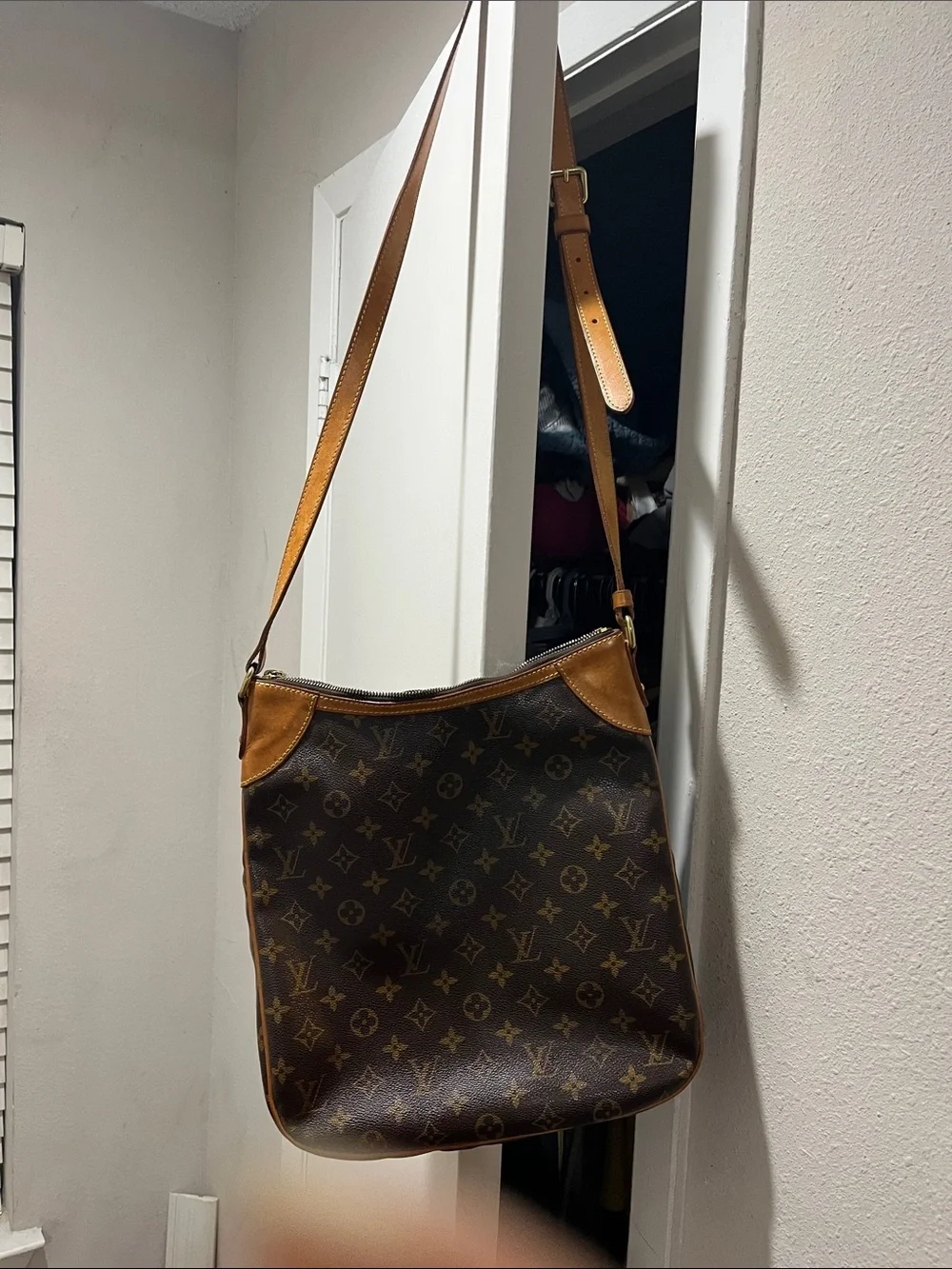 Louis Vuitton Brown Monogram Canvas Crossbody with Tan Leather Trim